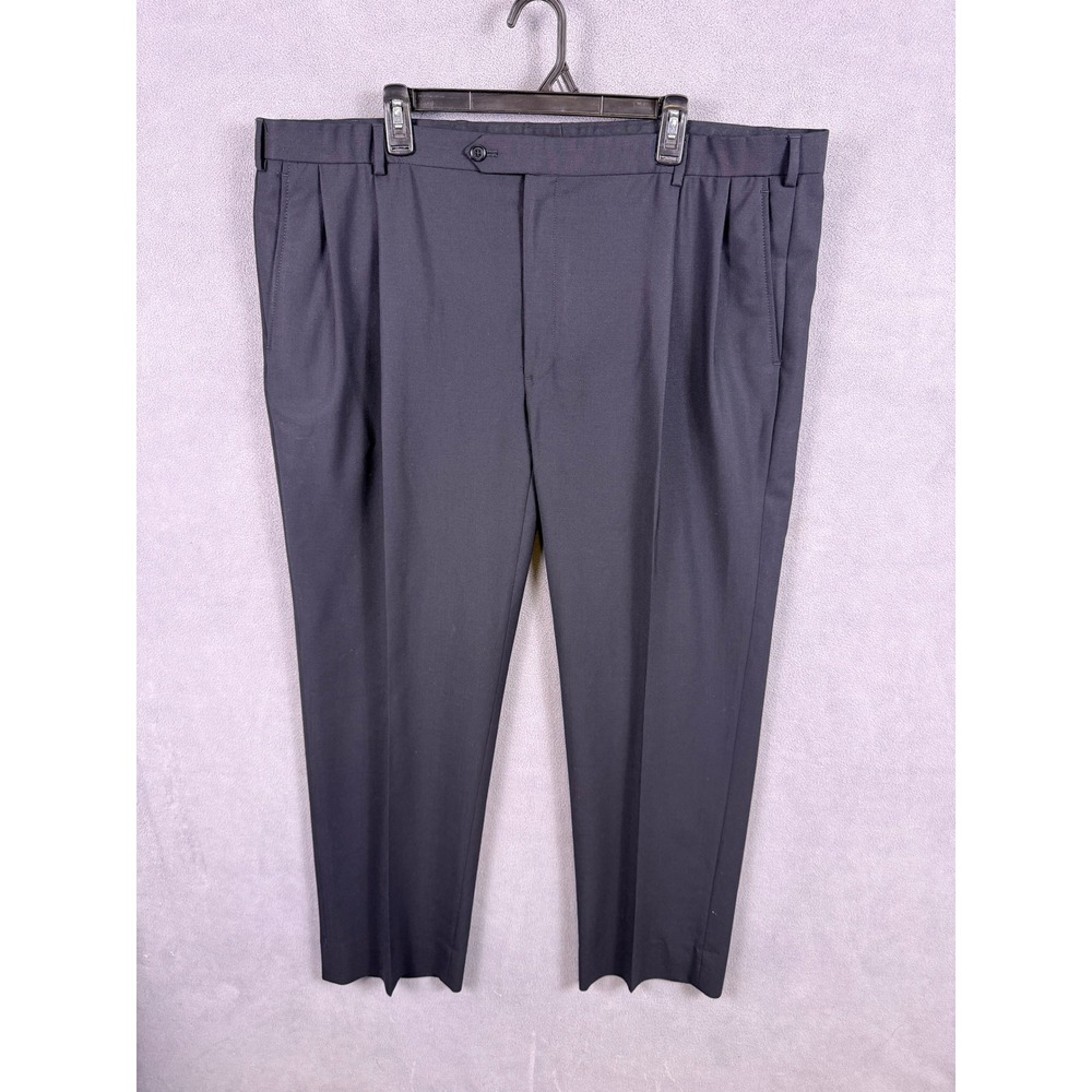Brooks Brothers 346 Dress Pants Mens 42x29 Blue Wool Stretch‎ Pleated Slacks